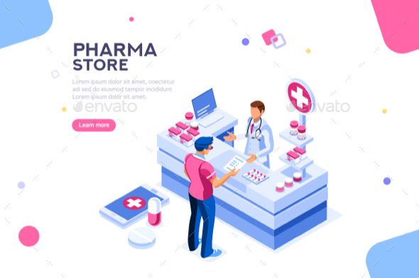 Healthy Infographic Isometric Vector - Health/Medicine Conceptual