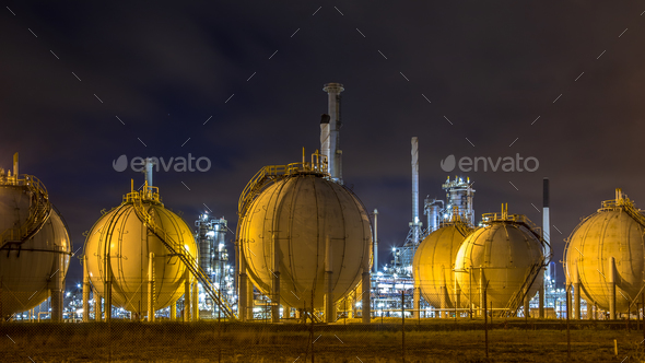 Liquid Natural Gas globe containers Stock Photo by CreativeNature_nl
