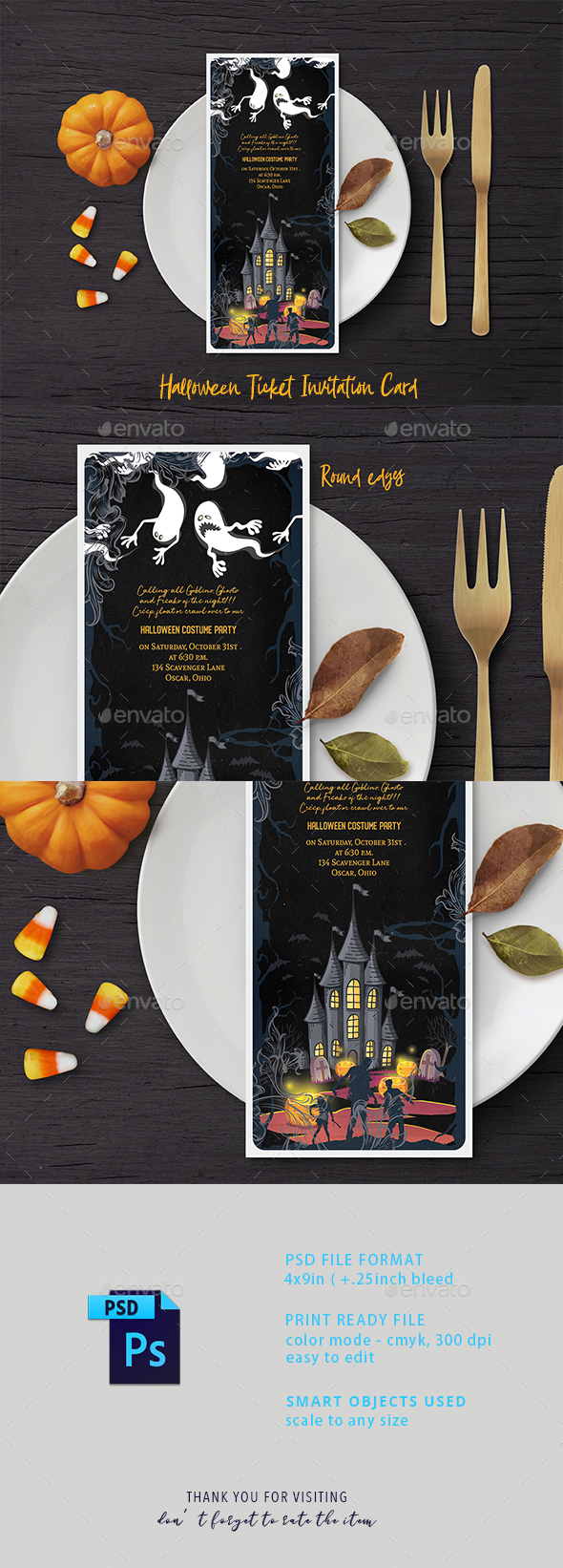 Halloween Ticket Invitation Card - Cards & Invites Print Templates
