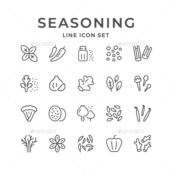 Set Line Icons of Seasoning - Man-made objects Objects