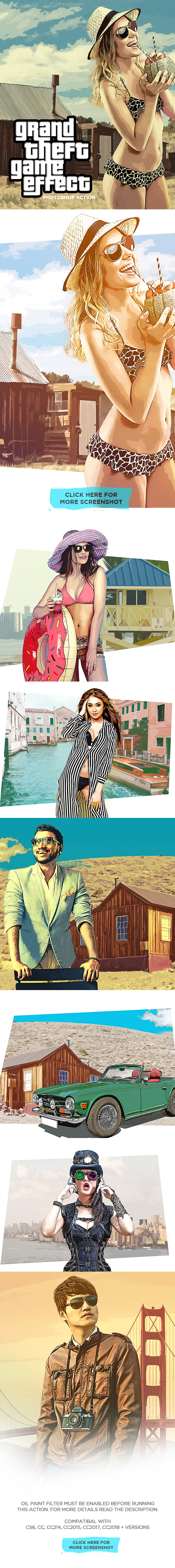 GrandTheft Game Effect - Photoshop Action - Photo Effects Actions