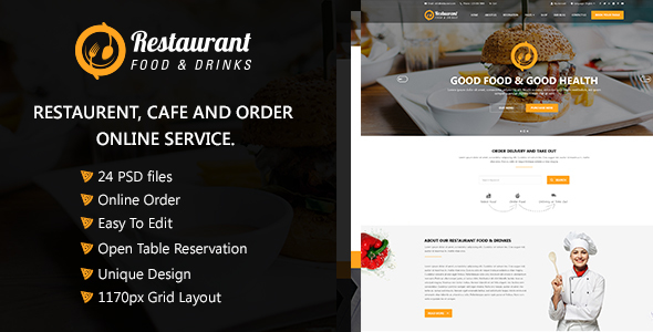 Restaurant food and Drink Template - Restaurants & Cafes Entertainment