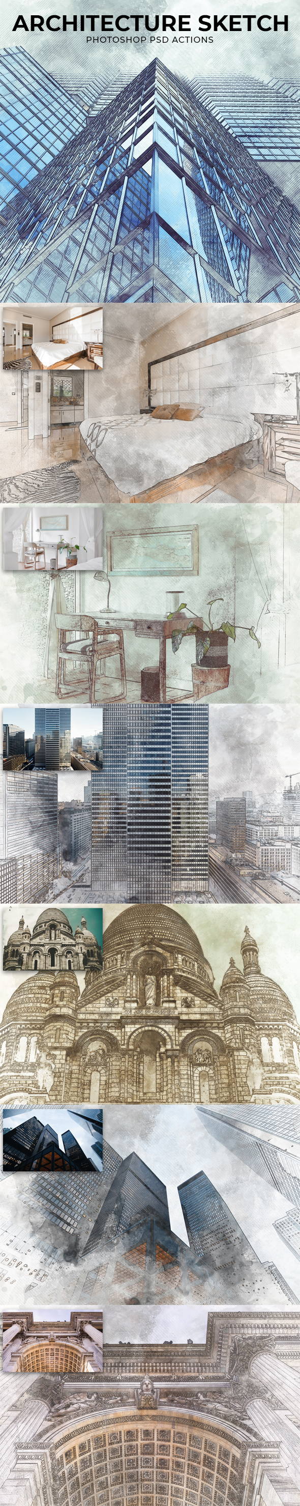 Architecture Sketch Photoshop PSD Action Template