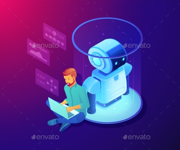 Robot Software Concept Vector Isometric - Computers Technology