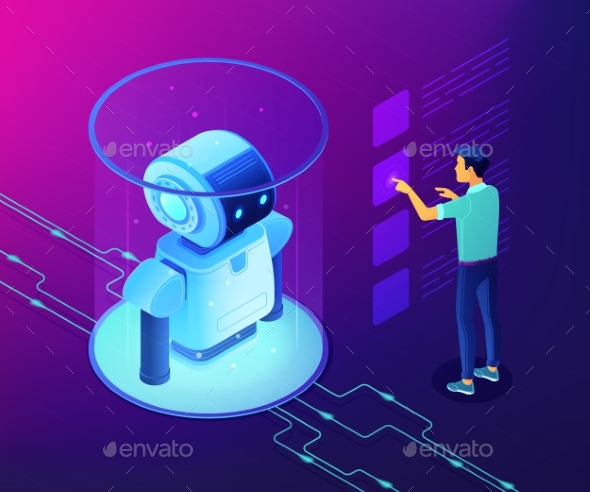 Robotics Data Analysis Concept Vector Isometric - Computers Technology