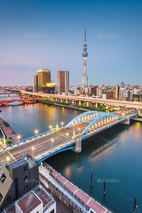 Tokyo, Japan Sumida River Skyline Stock Photo by SeanPavonePhoto ...