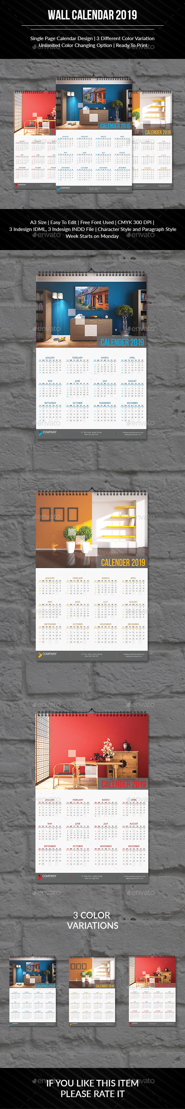 Wall Calendar 2019 - Calendars Stationery