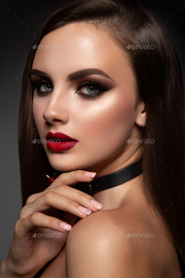 Beauty Model Woman with Long Brown Hair. Stock Photo by korabkova ...