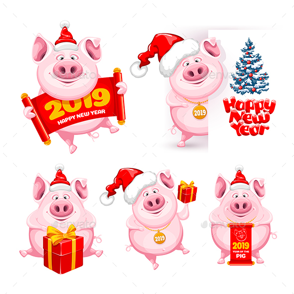 Set of Pigs - Animals Characters