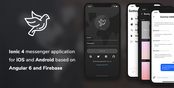 Post Pingeon – Ionic 4 messenger app for iOS and Android based on Angular 6 and Firebase - CodeCanyon Item for Sale