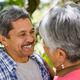 Romantic senior couple looking face to face in garden - $5.00 Romantic senior couple looking face to face in garden