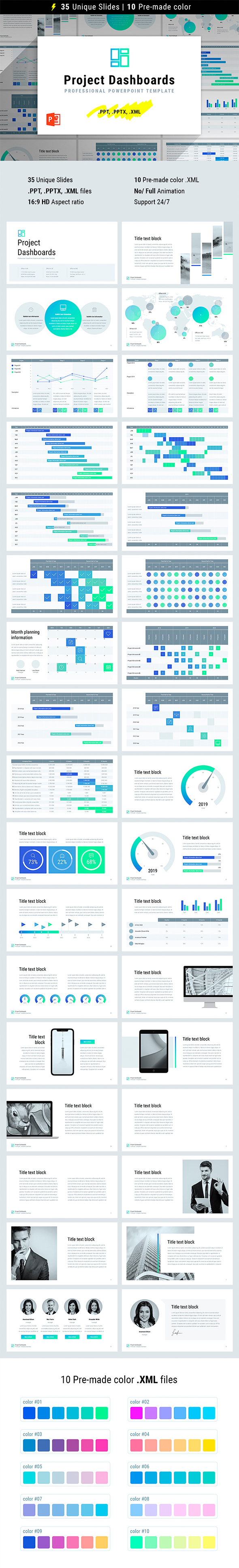Project Dashboards for PowerPoint - Business PowerPoint Templates