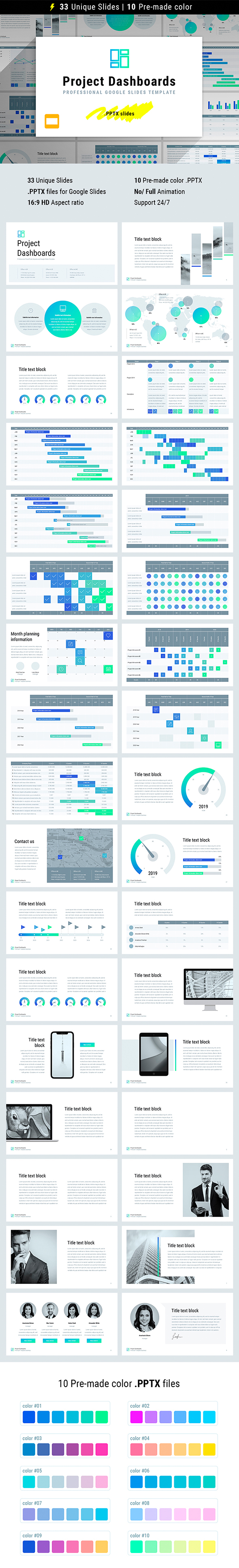 Project Dashboards for Google Slides - Google Slides Presentation Templates