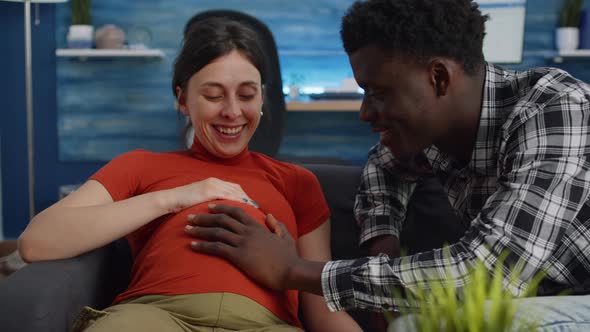 Married Interracial Couple Waiting for Baby and Parenthood alt
