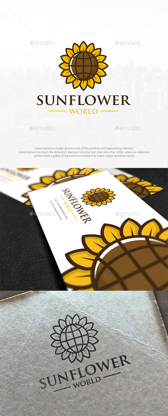 Sunflower World Logo Template - Nature Logo Templates