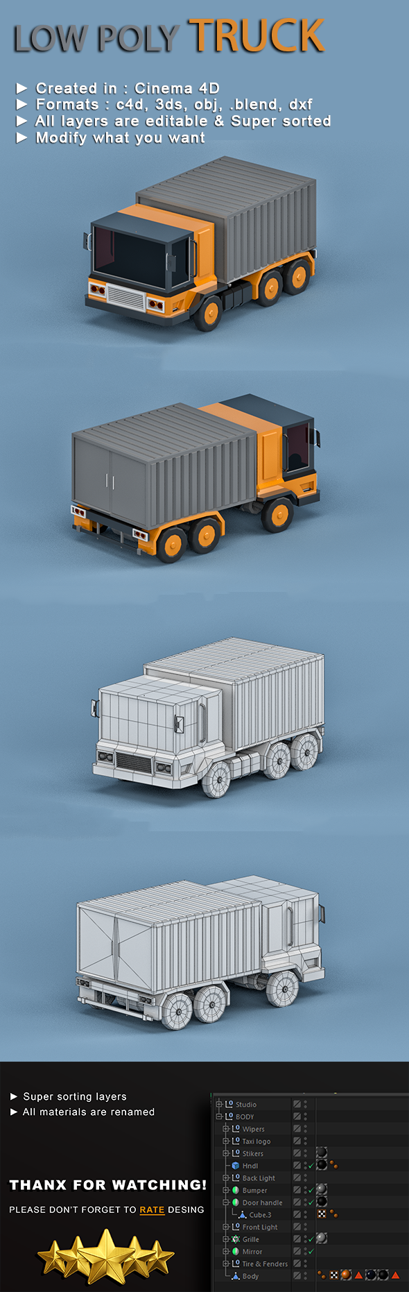 Low-poly Truck - 3Docean 22674172
