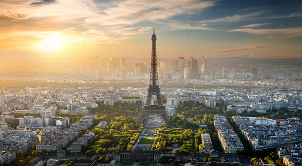 Aerial view on Eiffel Tower - Stock Photo - Images