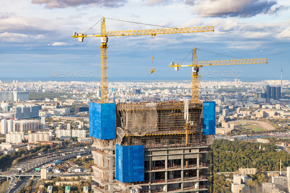 Construction Of High Rise Building In Moscow City Stock Photo By Vvoennyy