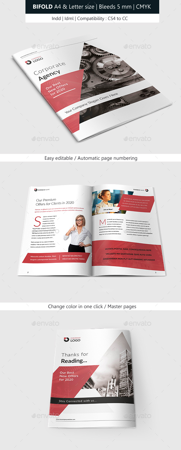 Bifold Brochure Corporate Indesign Template - Brochures Print Templates