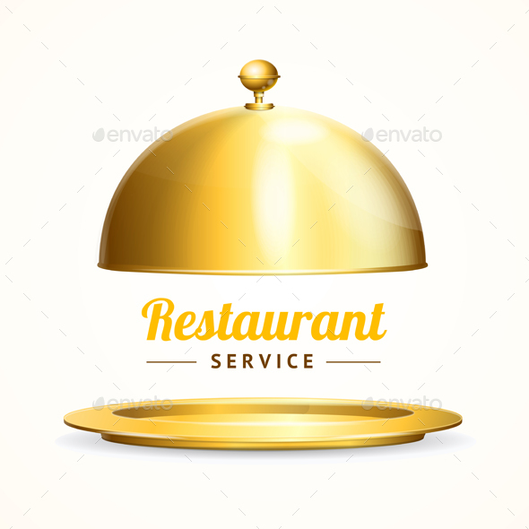 Realistic Detailed Shiny Golden Restaurant Cloche - Miscellaneous Conceptual