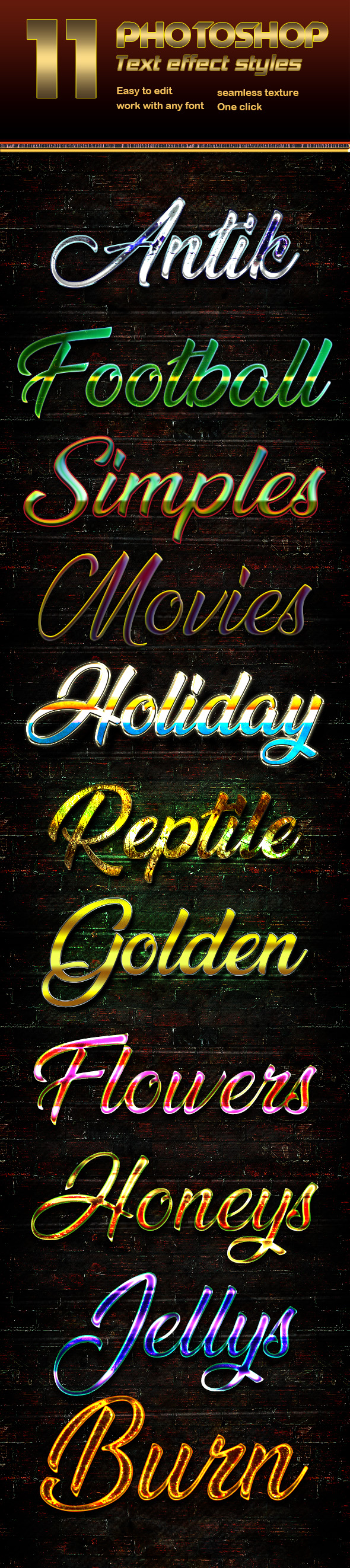 11 Photoshop Text Effect Styles Vol 2 - Text Effects Styles