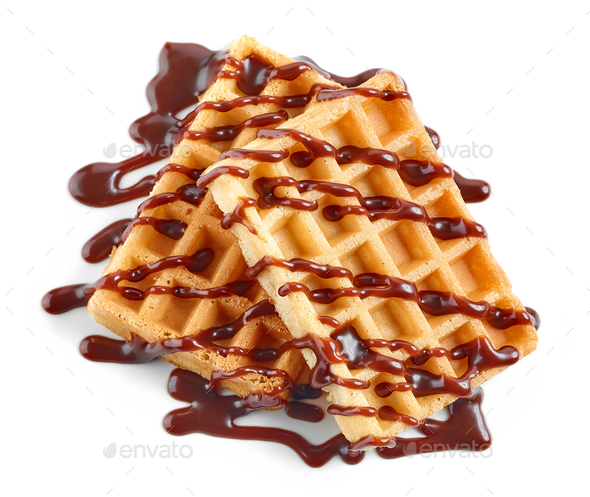 Waffles With Chocolate Sauce Stock Photo By Magone Photodune