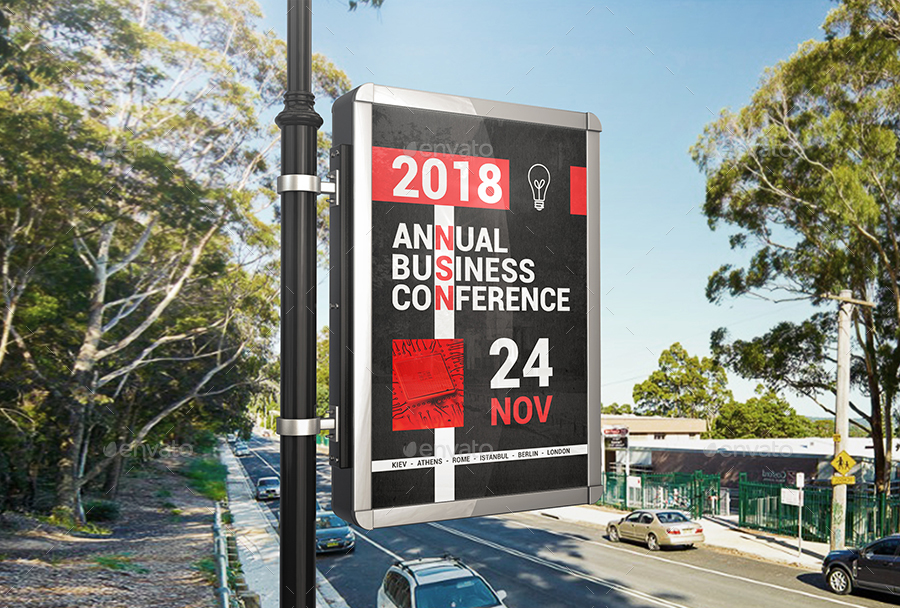 Lamp Post Advertising Mockup, Graphics GraphicRiver