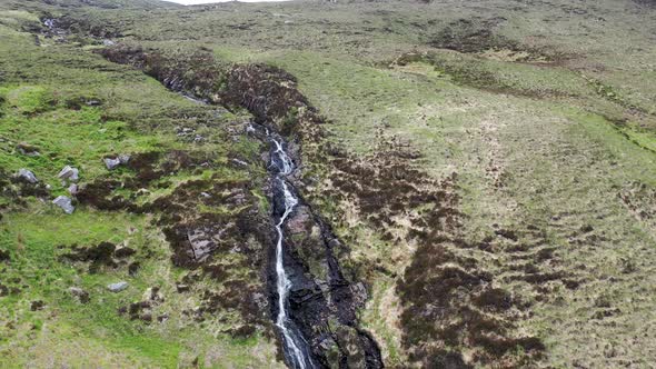 Aerial View of a Waterfall in the Mountains Near Crolly in County Donegal  Ireland alt