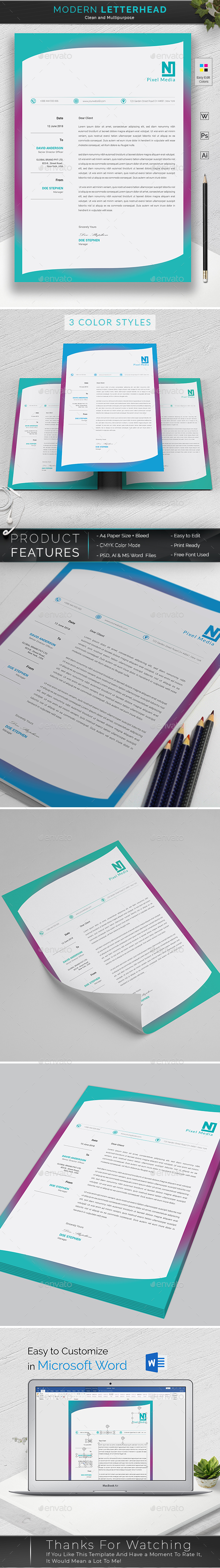 Letterhead Template - Stationery Print Templates