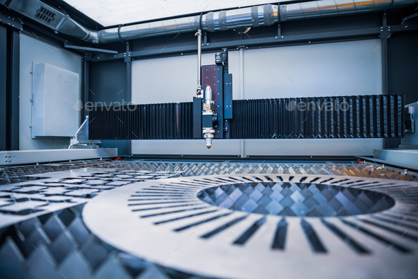 CNC Laser cutting of metal, modern industrial technology. - Stock Photo - Images