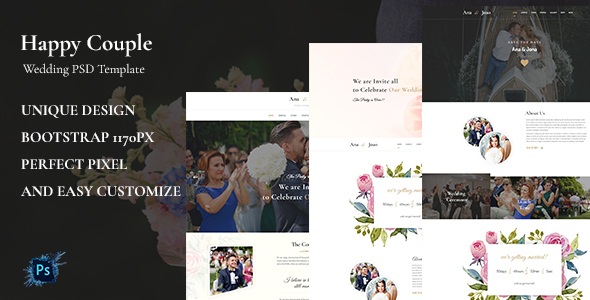 Happy Couple - Wedding PSD Template