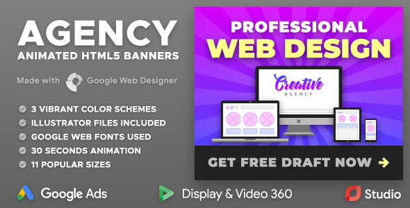 Creative Agency - Web Design Services HTML5 Banner Ad Templates (GWD) - CodeCanyon Item for Sale