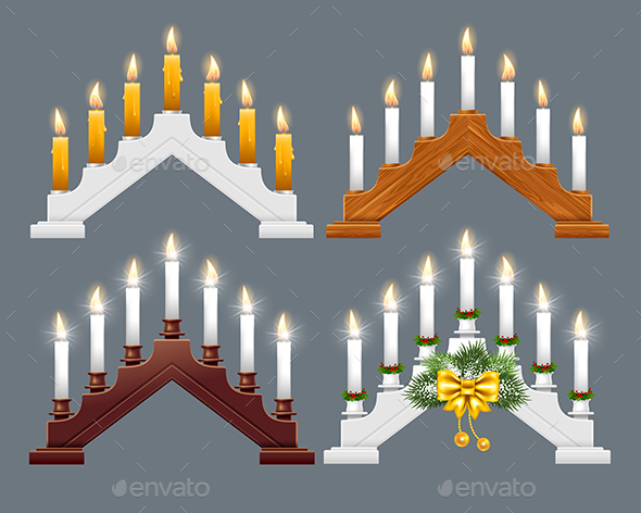 Christmas Candle Bridge Set - Christmas Seasons/Holidays