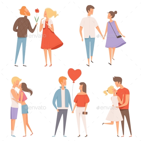 Dating Couples. St Valentine Day 14 February - People Characters