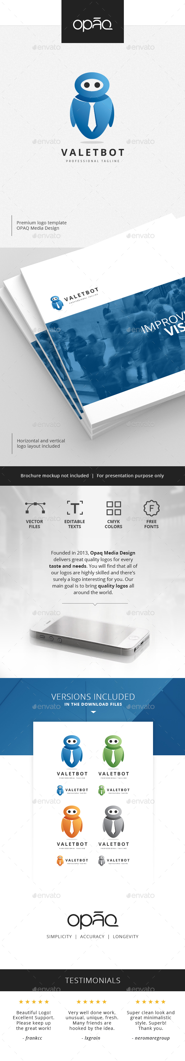 Valet Business Robot Logo - Objects Logo Templates