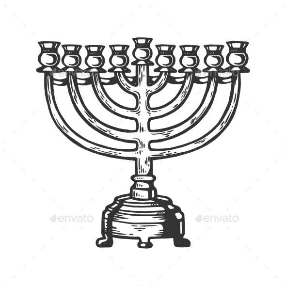 Menorah Hanukkah Engraving Vector Illustration - Miscellaneous Vectors