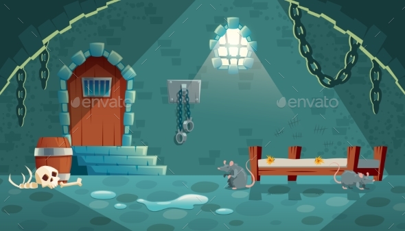 Vector Medieval Prison Cell Background - Backgrounds Decorative