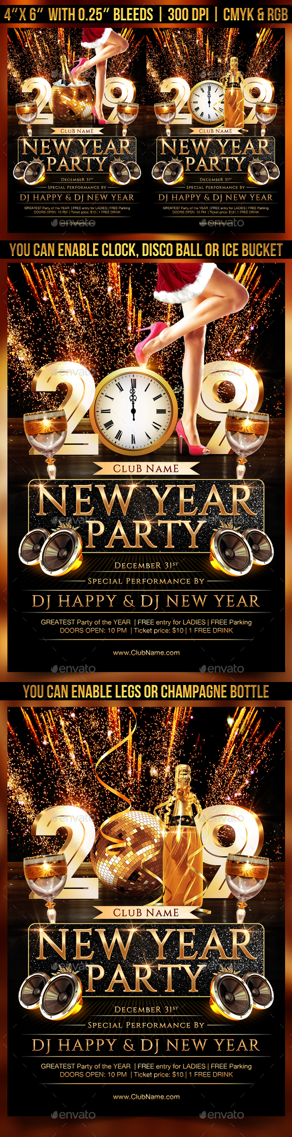 New Year Party Flyer Template - Clubs & Parties Events
