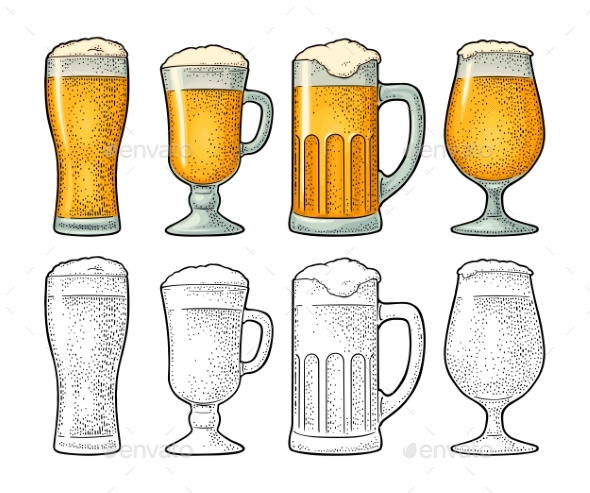 Four Different Glasses for Beer - Food Objects