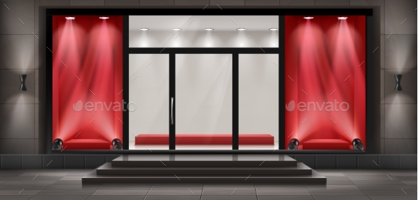 Vector Boutique Shop Facade with Signboard - Backgrounds Decorative
