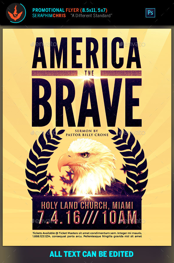 America The Brave Political Flyer Template - Church Flyers