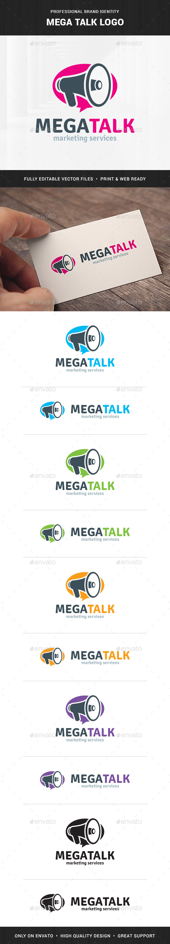 Mega Talk - Megaphone Logo Template - Objects Logo Templates