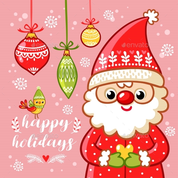 Santa Claus is Holding a Gift - Christmas Seasons/Holidays