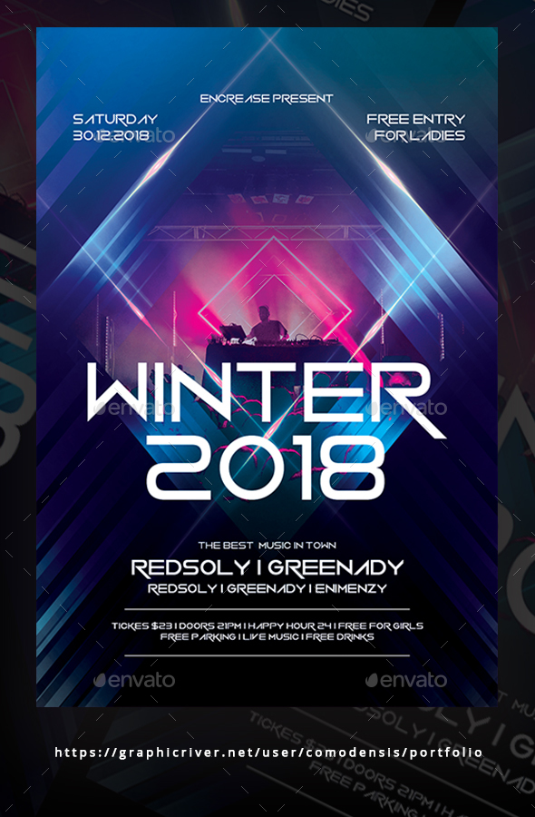Winter Party Flyer Template - Clubs & Parties Events