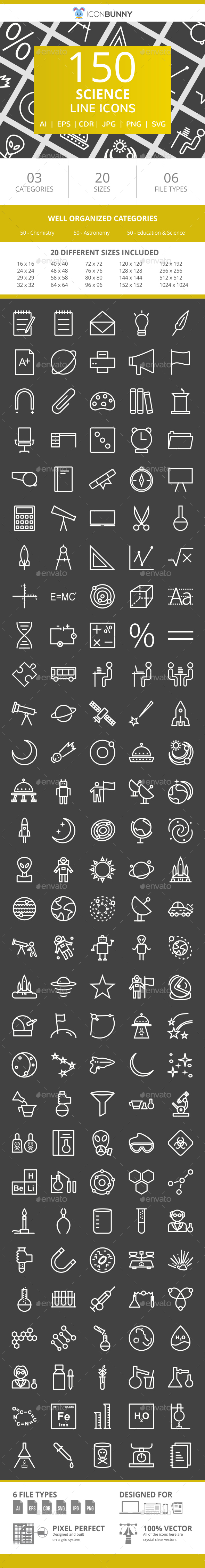 150 Science Line Inverted Icons - Icons