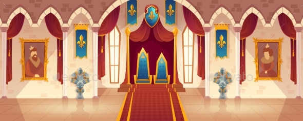 Vector Castle Throne Hall Interior of Royal - Buildings Objects