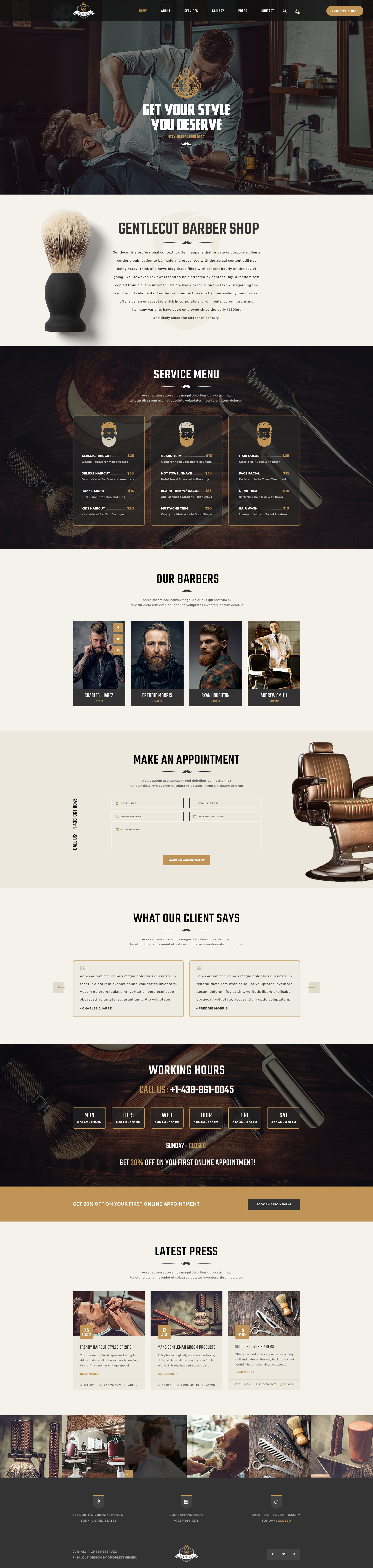 Gentlecut - Barbershop and Hairdressers PSD Template