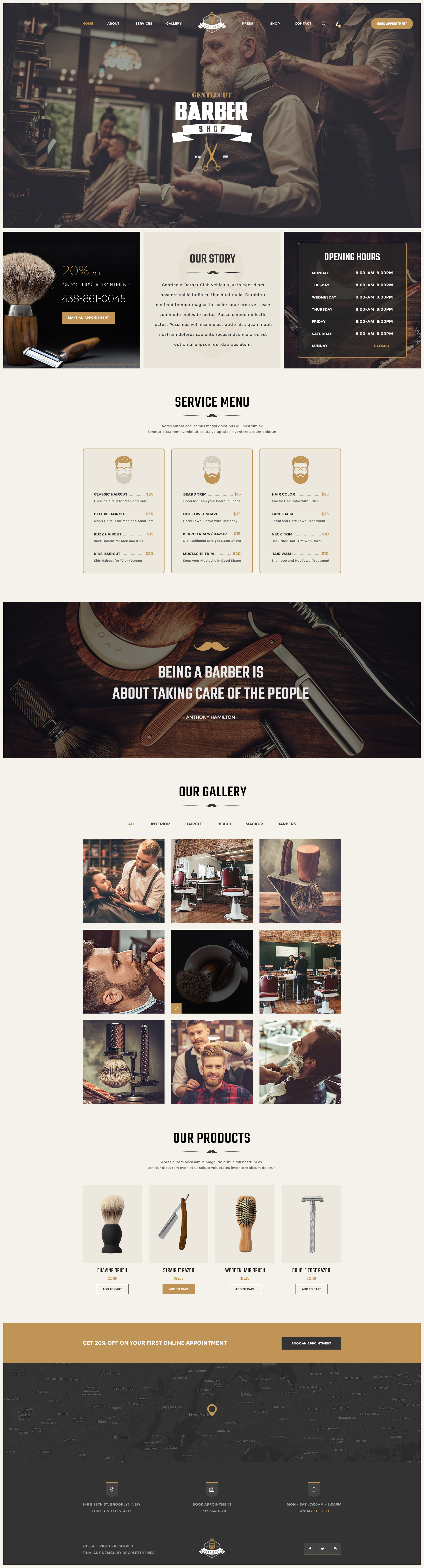 Gentlecut - Barbershop and Hairdressers PSD Template