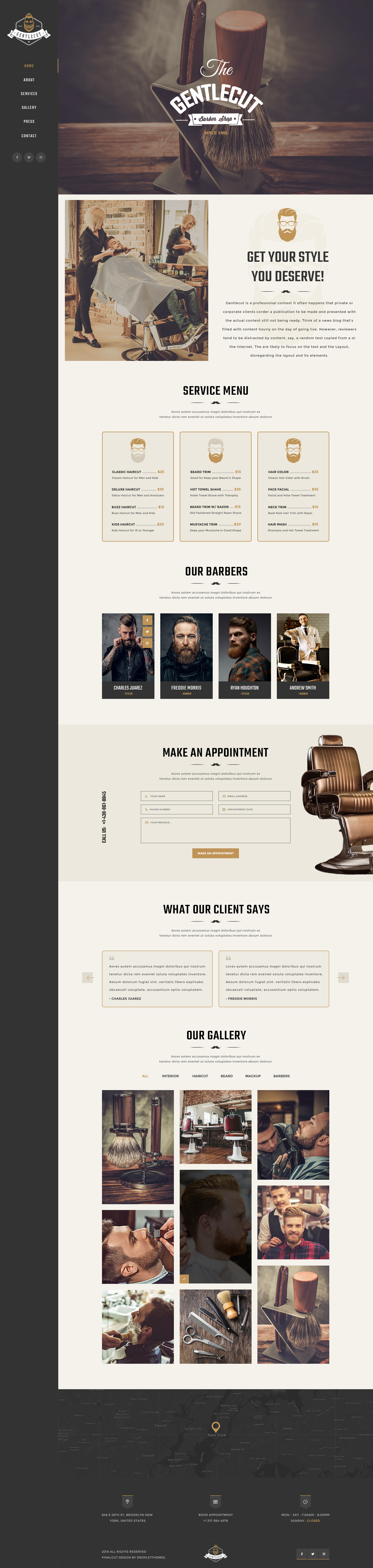 Gentlecut - Barbershop and Hairdressers PSD Template