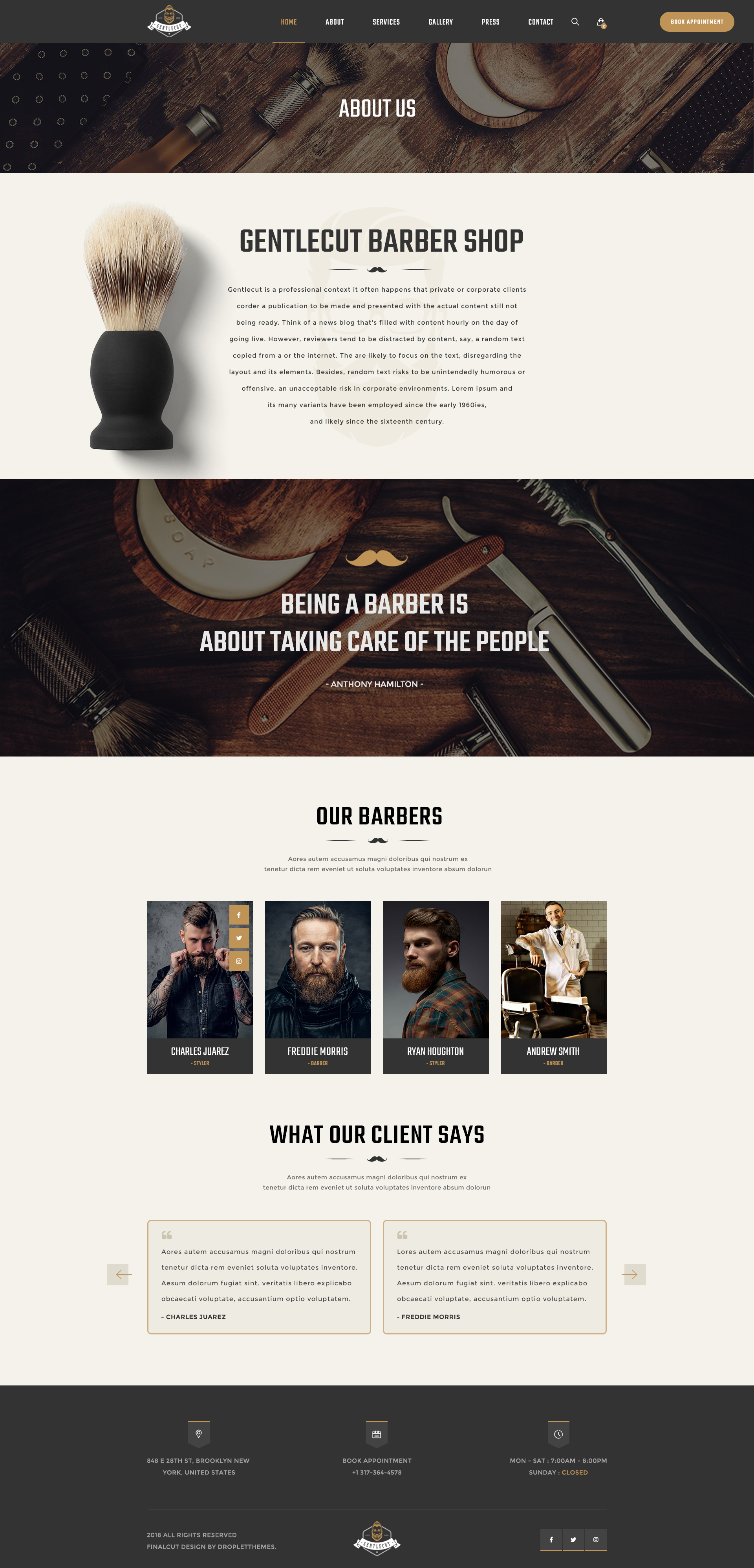 Gentlecut - Barbershop and Hairdressers PSD Template